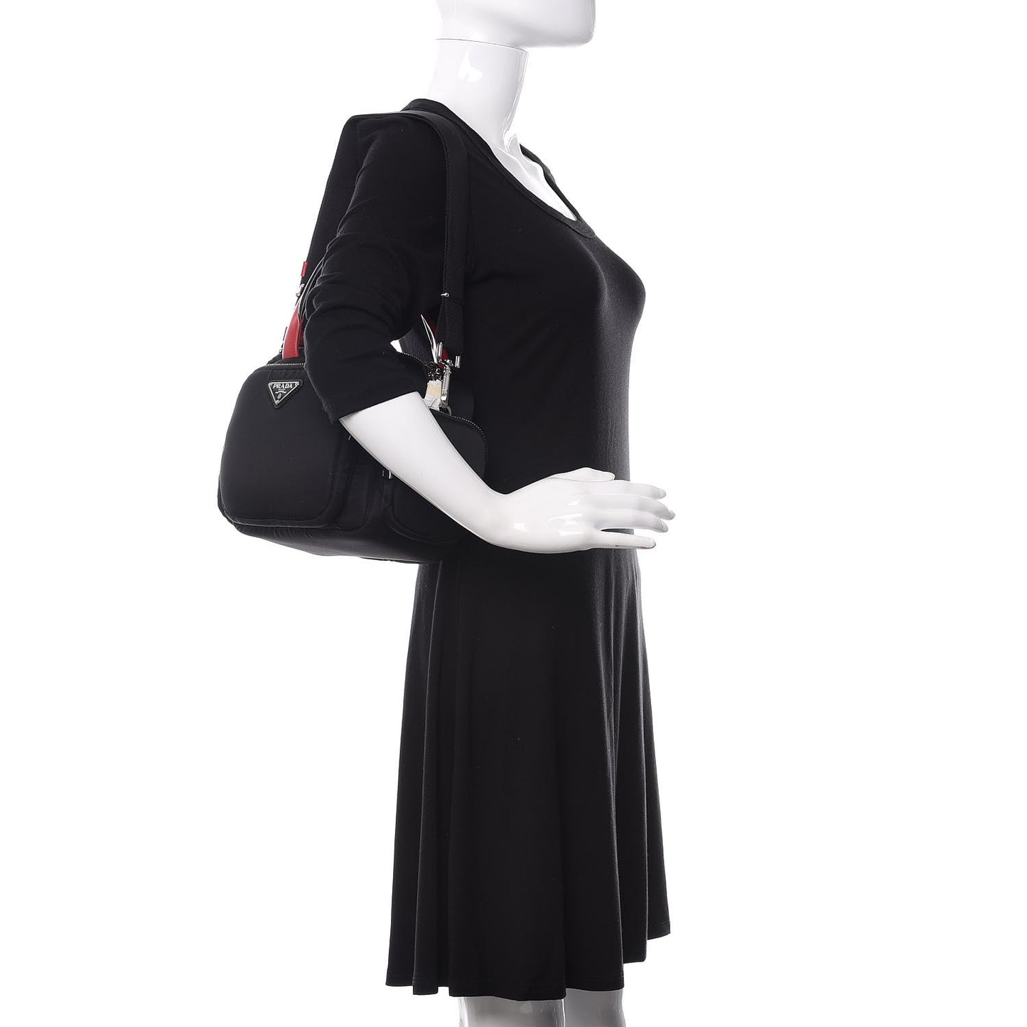 Tessuto Nylon Pocket Top Handle Cargo Bag Black Fuoco