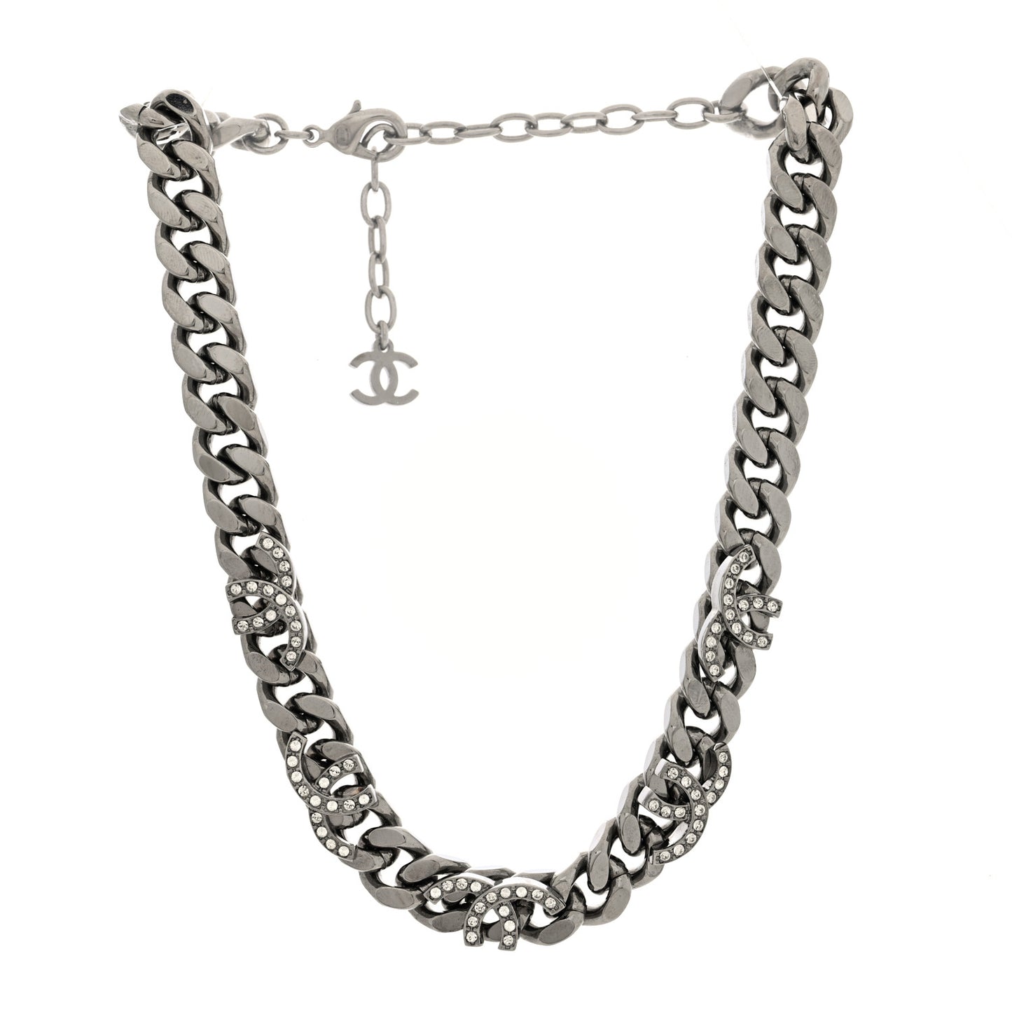 Ruthenium Crystal Chain CC Choker Necklace