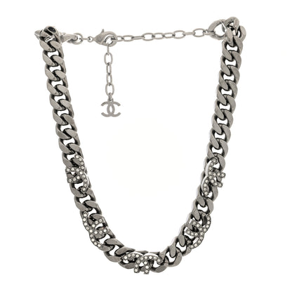 Chanel Ruthenium Crystal Chain CC Choker Necklace 3 of 5