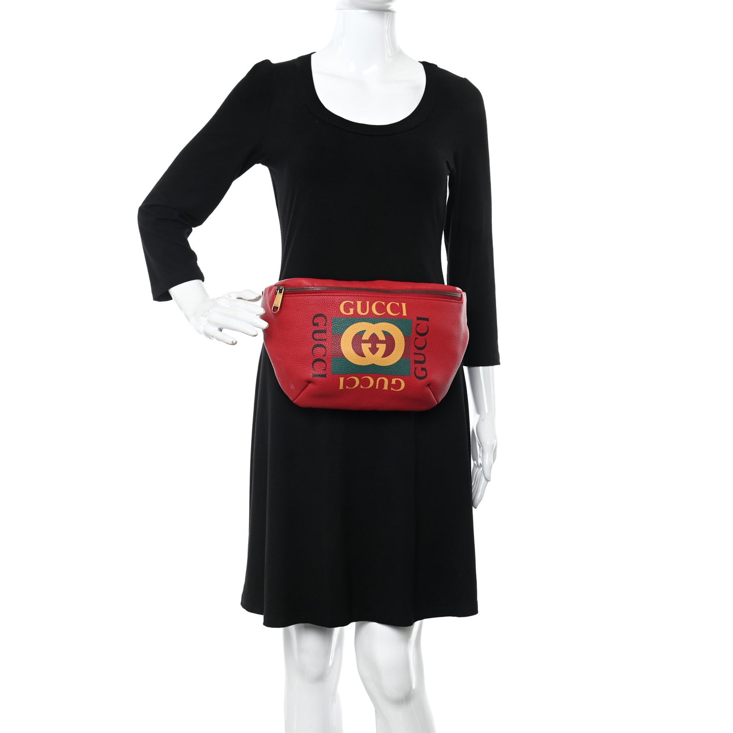 Grained Calfskin Small Logo Belt Bag Hibiscus Red