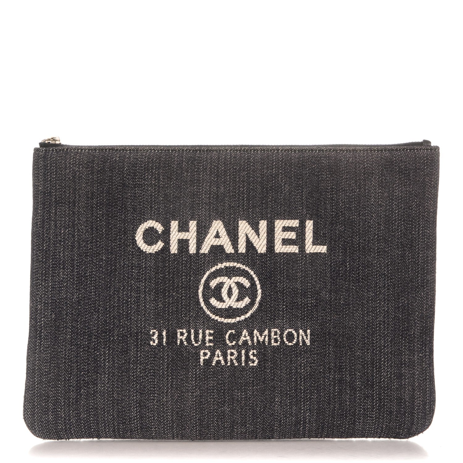Chanel Denim Large Deauville Pouch Dark Blue 1 of 7