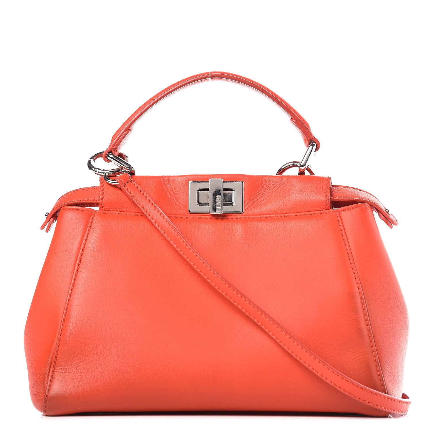 Fendi Nappa Mini Peekaboo Iconic Satchel Papavero 1 of 21