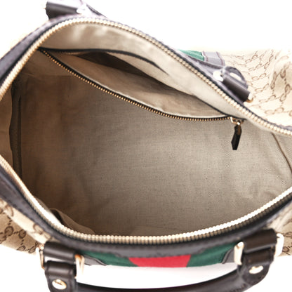 Gucci Monogram Selleria Calfskin Vintage Web Medium Boston Beige Ebony Cocoa 5 of 13