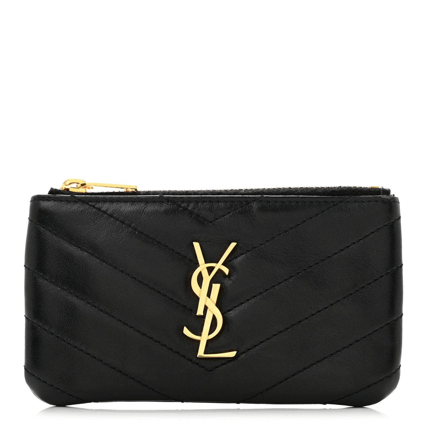 Calfskin Matelasse Monogram Key Pouch Black