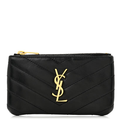Saint Laurent Calfskin Matelasse Monogram Key Pouch Black 1 of 10