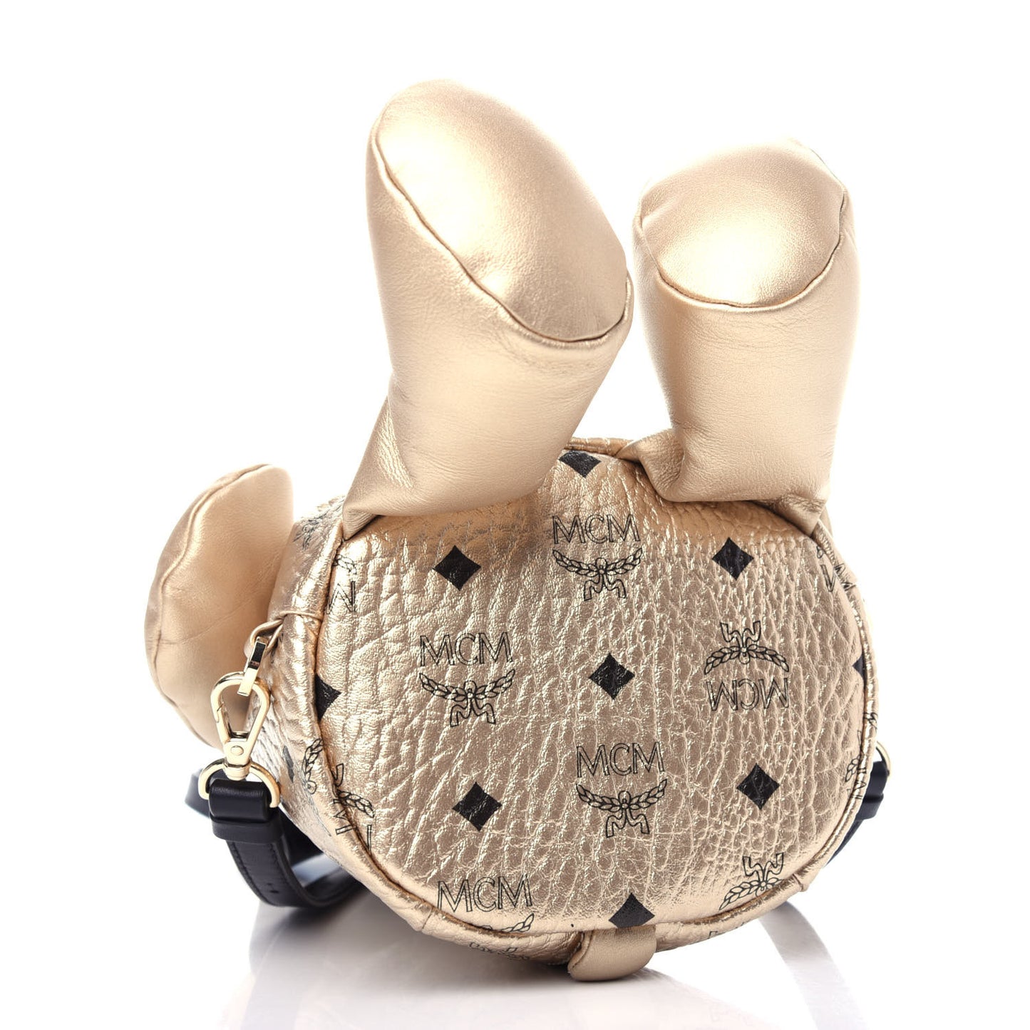 Calfskin Visetos Bear Zoo Doll Backpack Gold