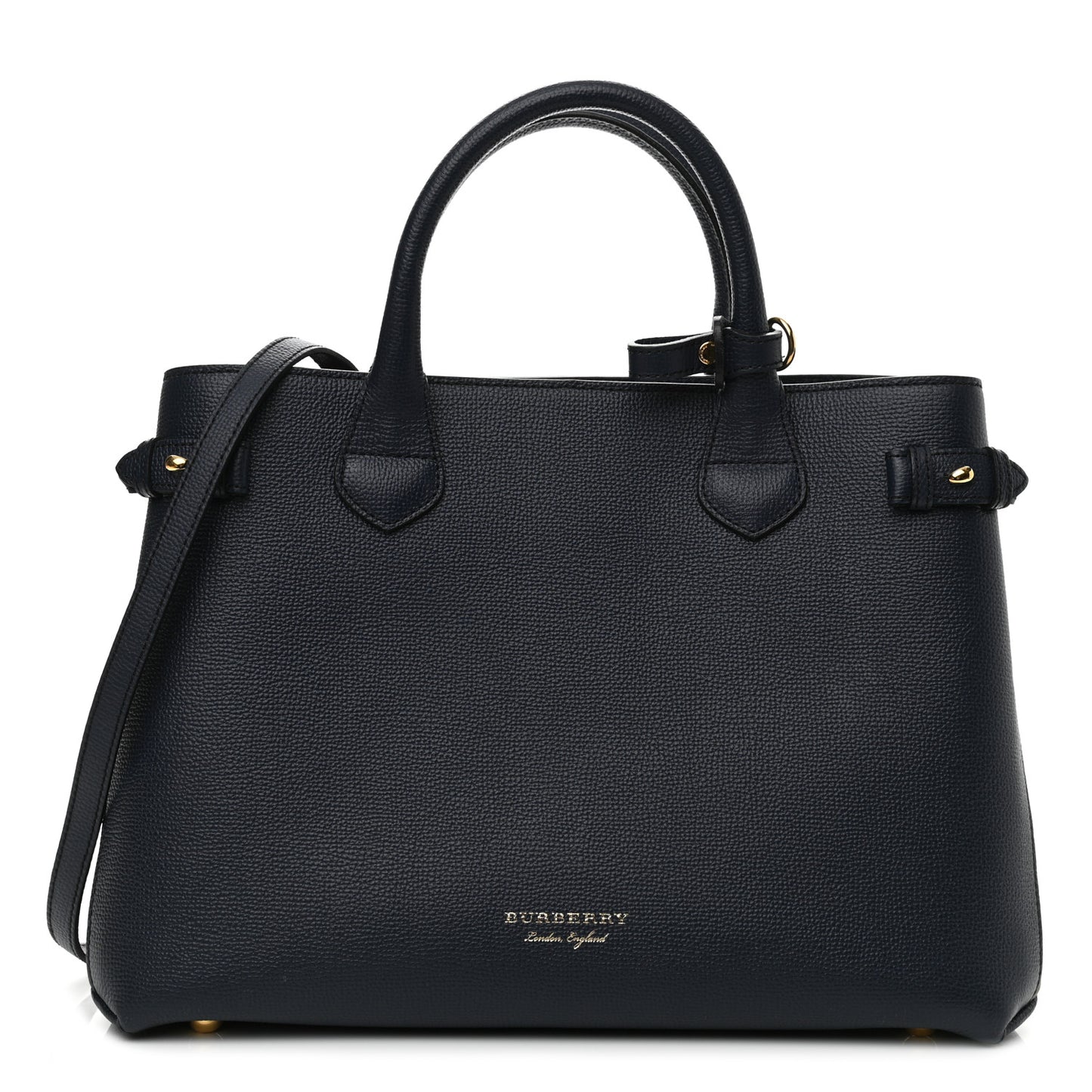 Derby Calfskin House Check Medium Banner Tote Ink Blue