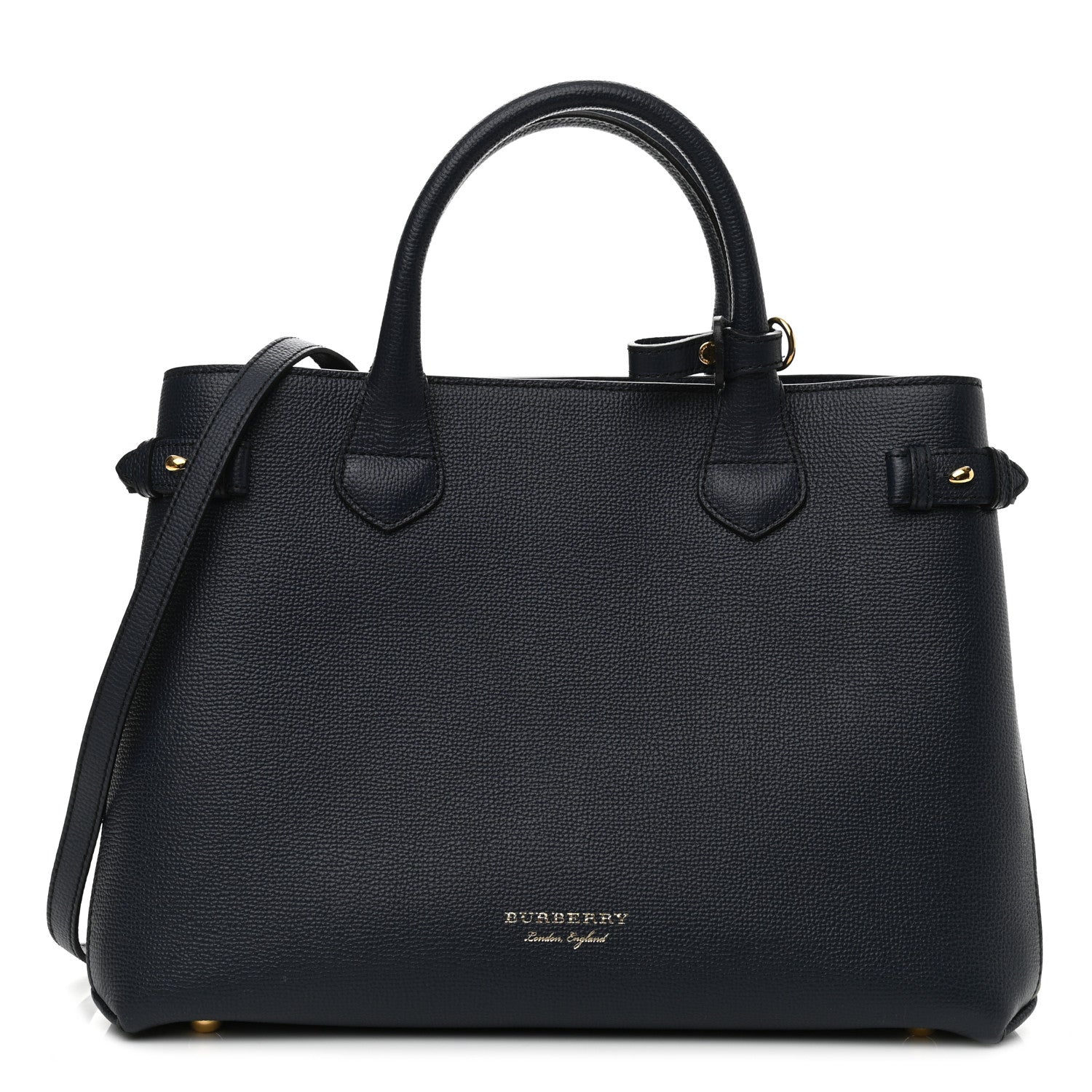 Burberry Derby Calfskin House Check Medium Banner Tote Ink Blue 1 of 9