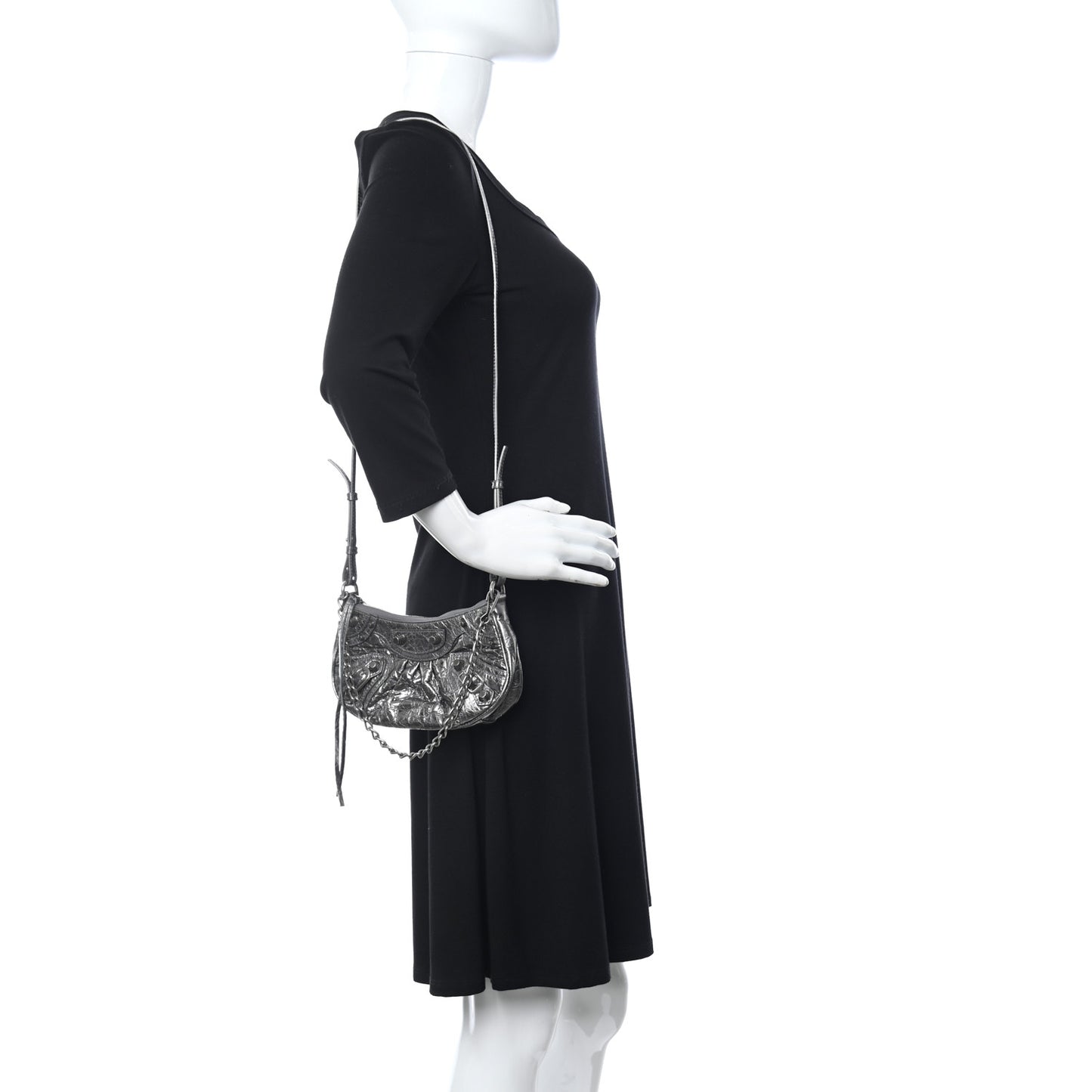 Metallic Agneau Arena Le Cagole Purse With Chain Mini Silver