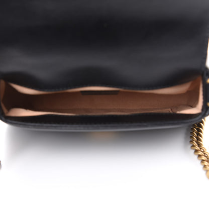Gucci Calfskin Matelasse Mini GG Marmont Top Handle Shoulder Bag Black 5 of 9