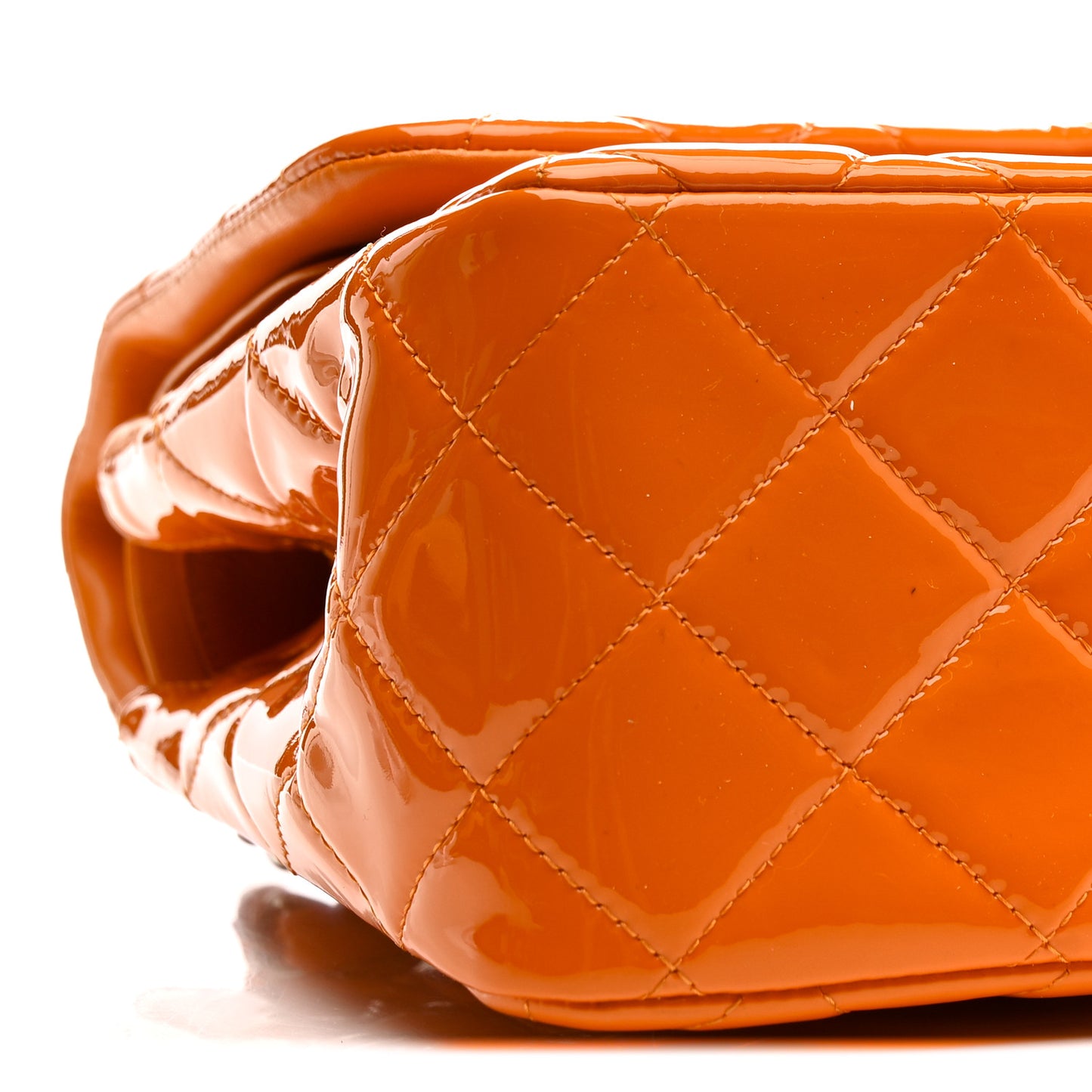 Patent Quilted Jumbo Double Flap Orange