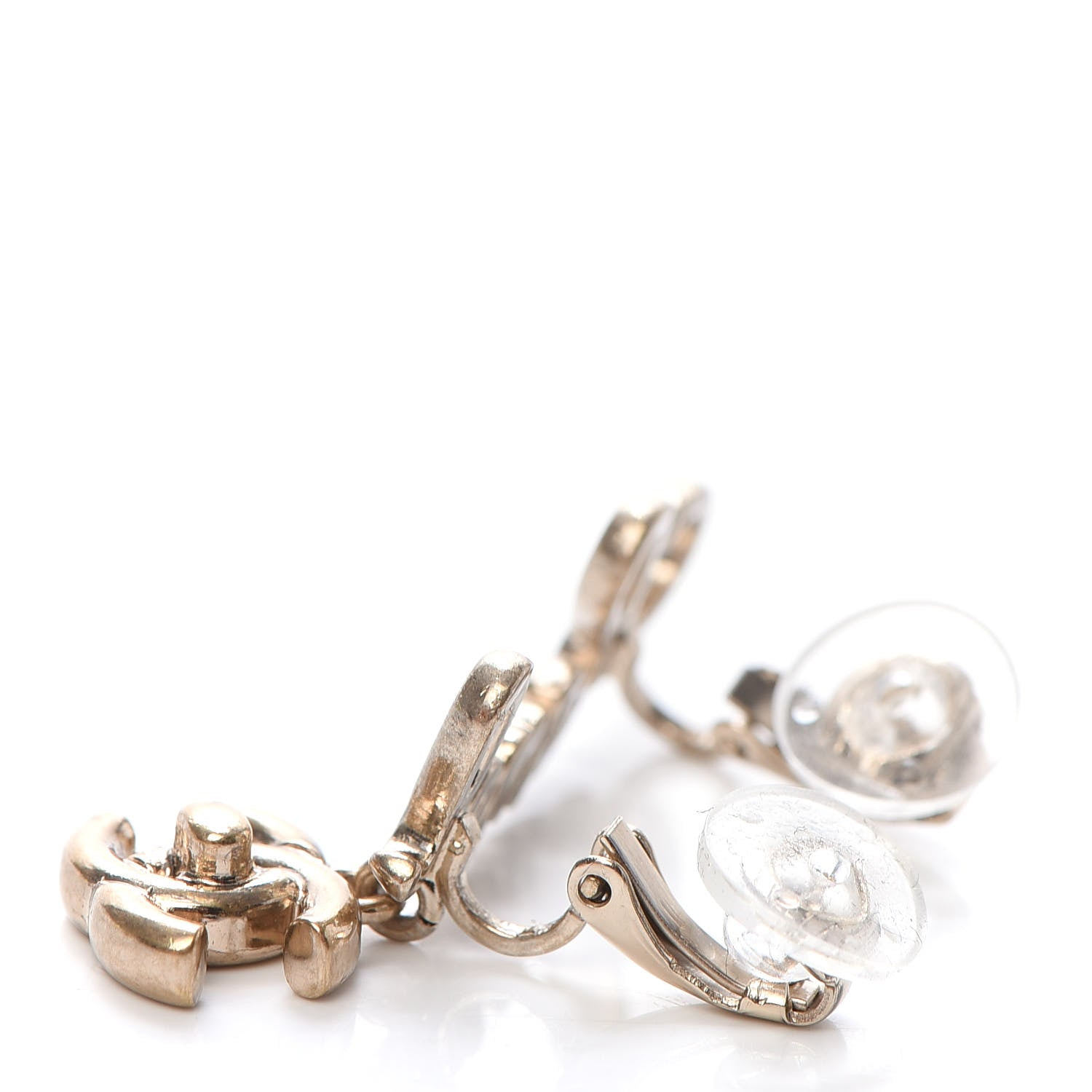 Chanel Metal CC Turnlock Climber Clip On Earrings Gold 3 of 5