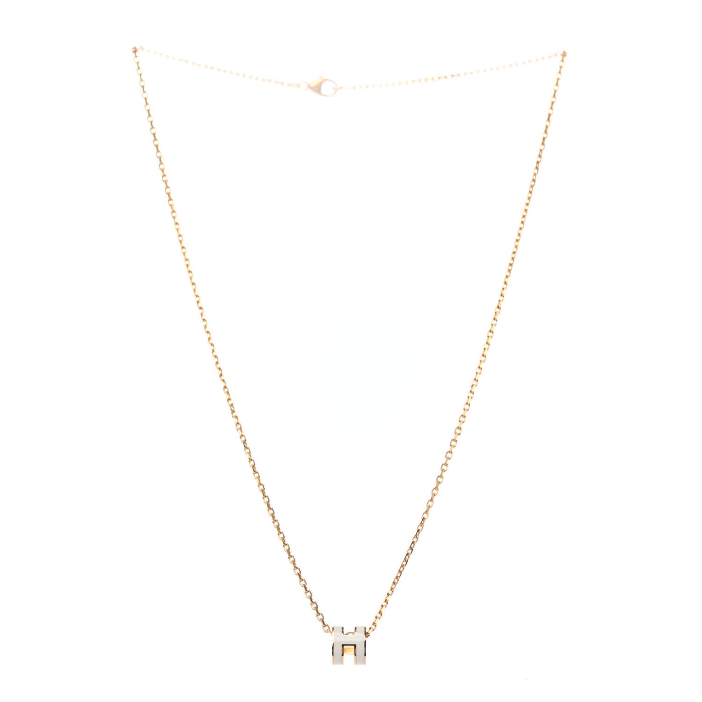 Lacquered Gold Mini Pop H Pendant Necklace White