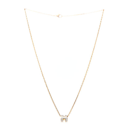 Hermes Lacquered Gold Mini Pop H Pendant Necklace White 2 of 3