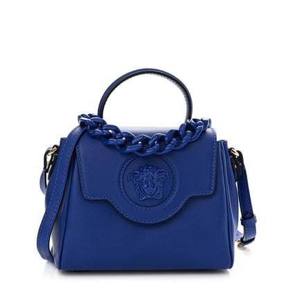 Versace Grained Calfskin Small La Medusa Top Handle Bag Lapis 1 of 9