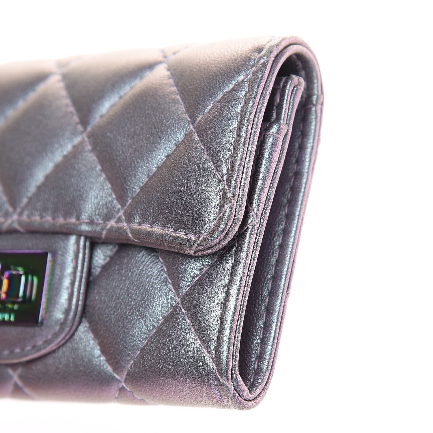 Chanel Iridescent Lambskin Quilted Reissue Flap Card Holder Light Purple 11 of 12