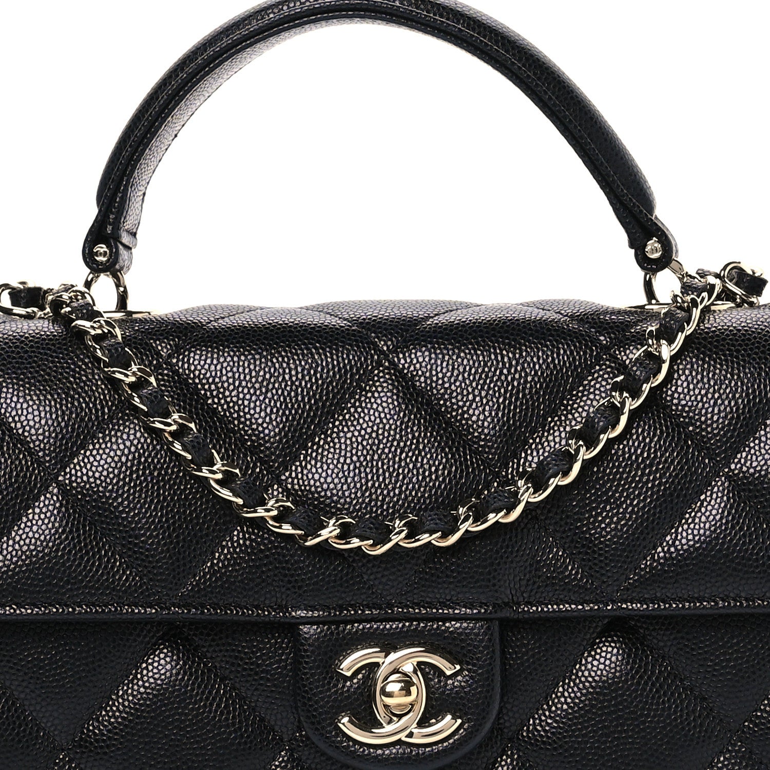 Chanel Caviar Quilted Retro Mini Twist Top Handle Clutch Flap Black 9 of 12