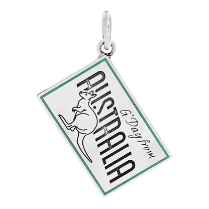Tiffany Sterling Silver Enamel Australia Postcard Charm Blue 1 of 5