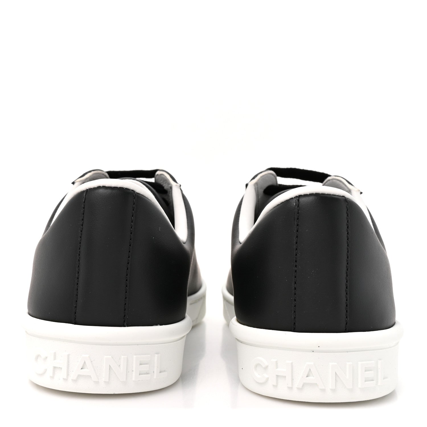 Chanel Calfskin CC Uniform Womens Sneakers 38 Black 5 of 10