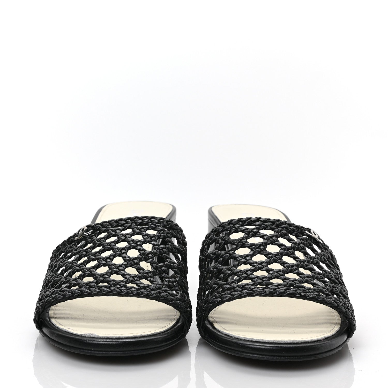 Chanel Shiny Braided Goatskin Mule Sandals 40 Black 2 of 8