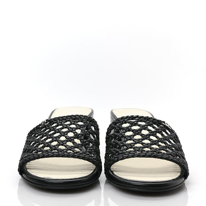 Chanel Shiny Braided Goatskin Mule Sandals 40 Black 2 of 8
