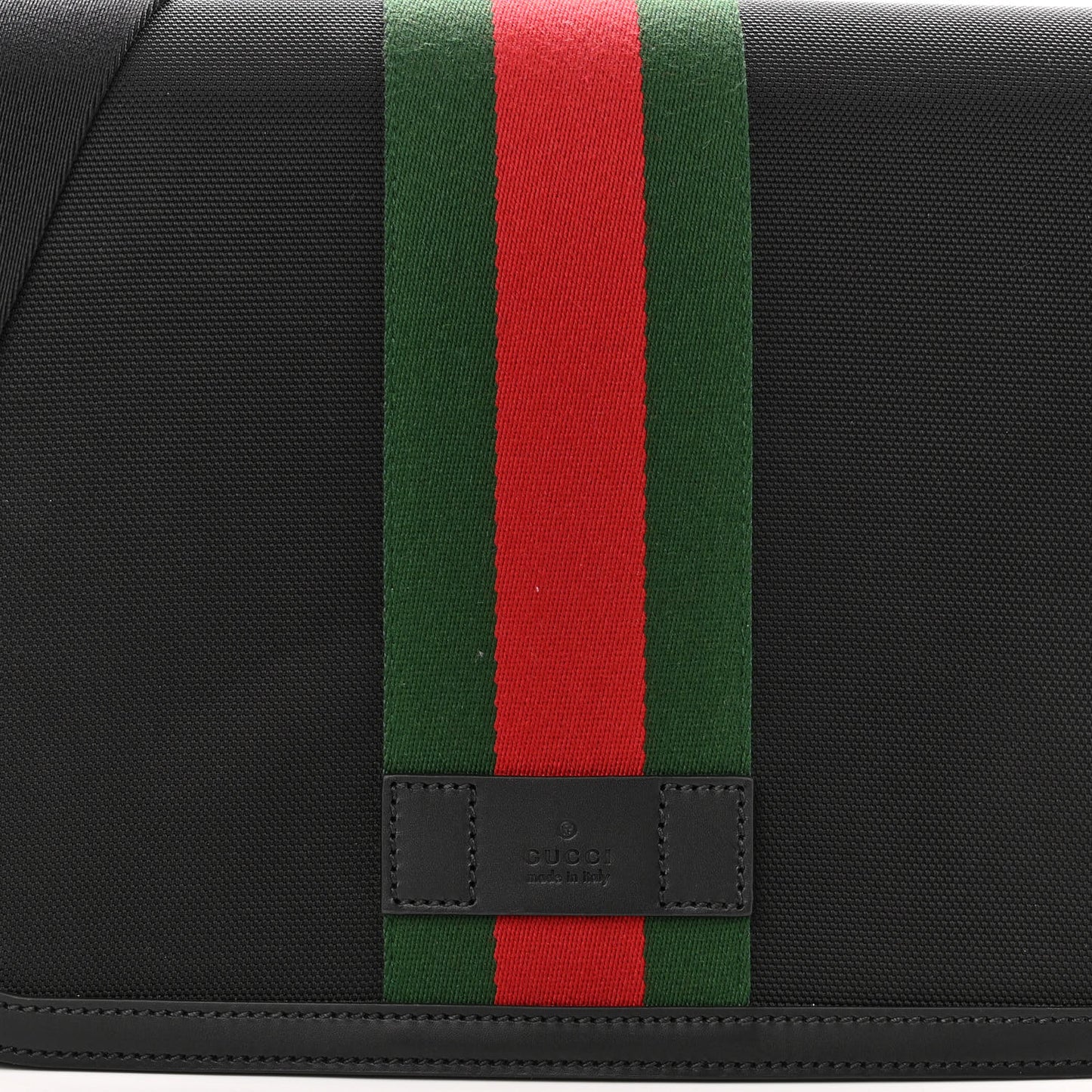 Techno Canvas Web Flap Messenger Bag Black