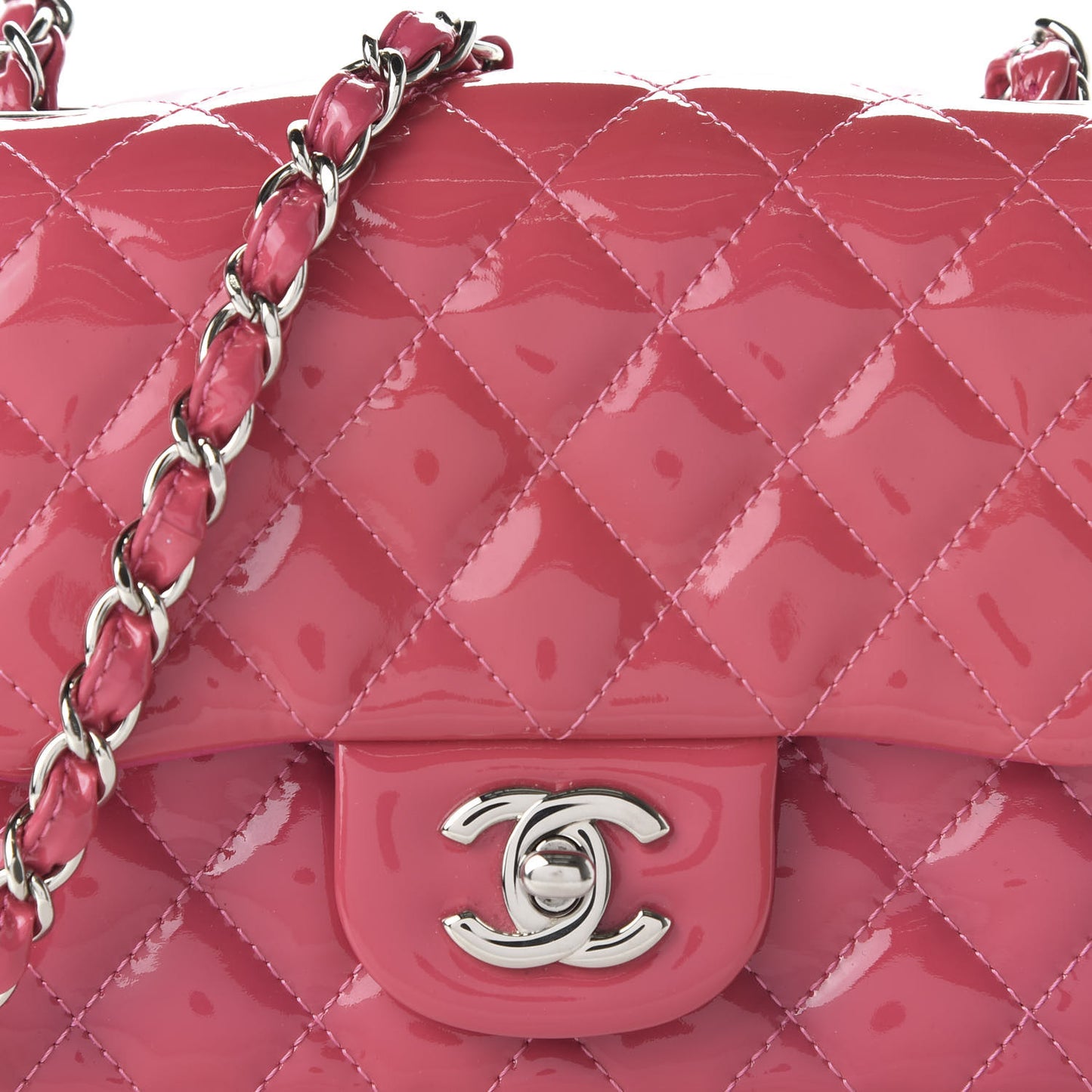 Patent Quilted Mini Square Flap Pink
