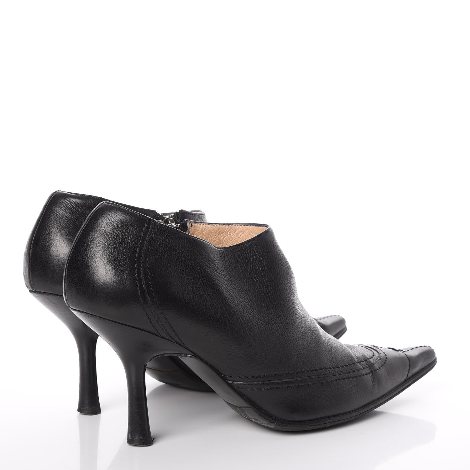 Chanel Calfskin Pointed Toe CC Short Boots 37 Black 4 of 15