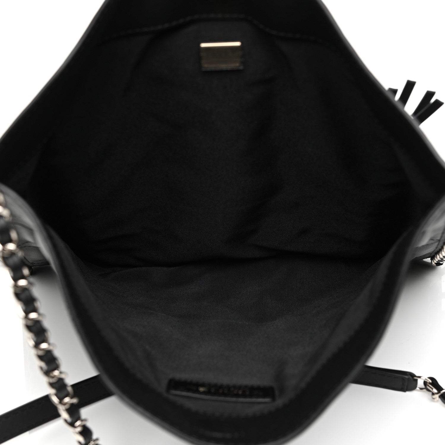 Chanel Calfskin Quilted Fringe Shopping Bag Black 5 of 13