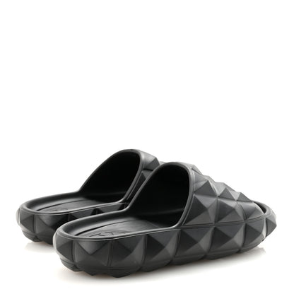 Valentino Garavani Rubber Roman Stud Turtle Slide Sandals 36 Black 5 of 8
