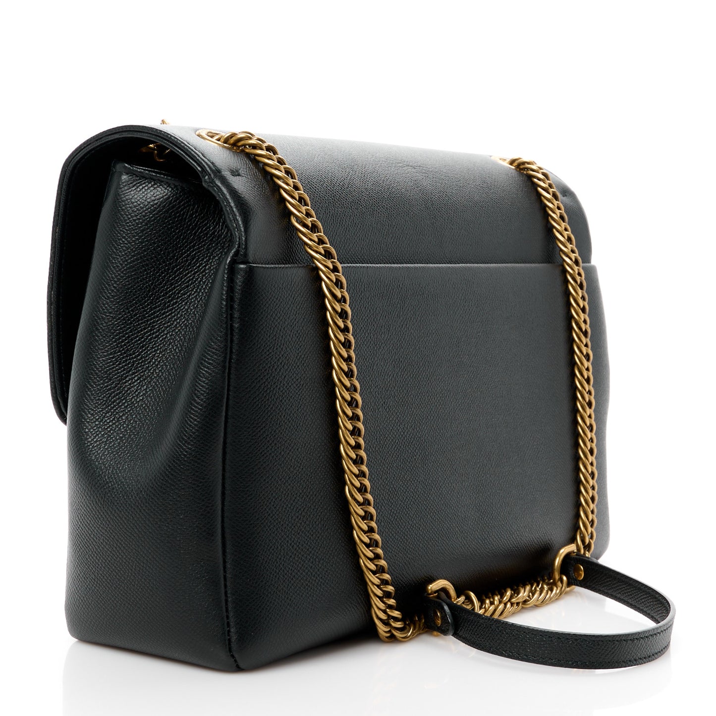 Grained Calfskin BB Round Shoulder Bag Black