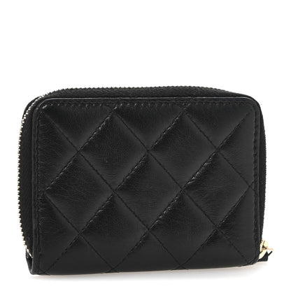 Chanel Lambskin Quilted Compact Zipped Wallet Black 3 of 11