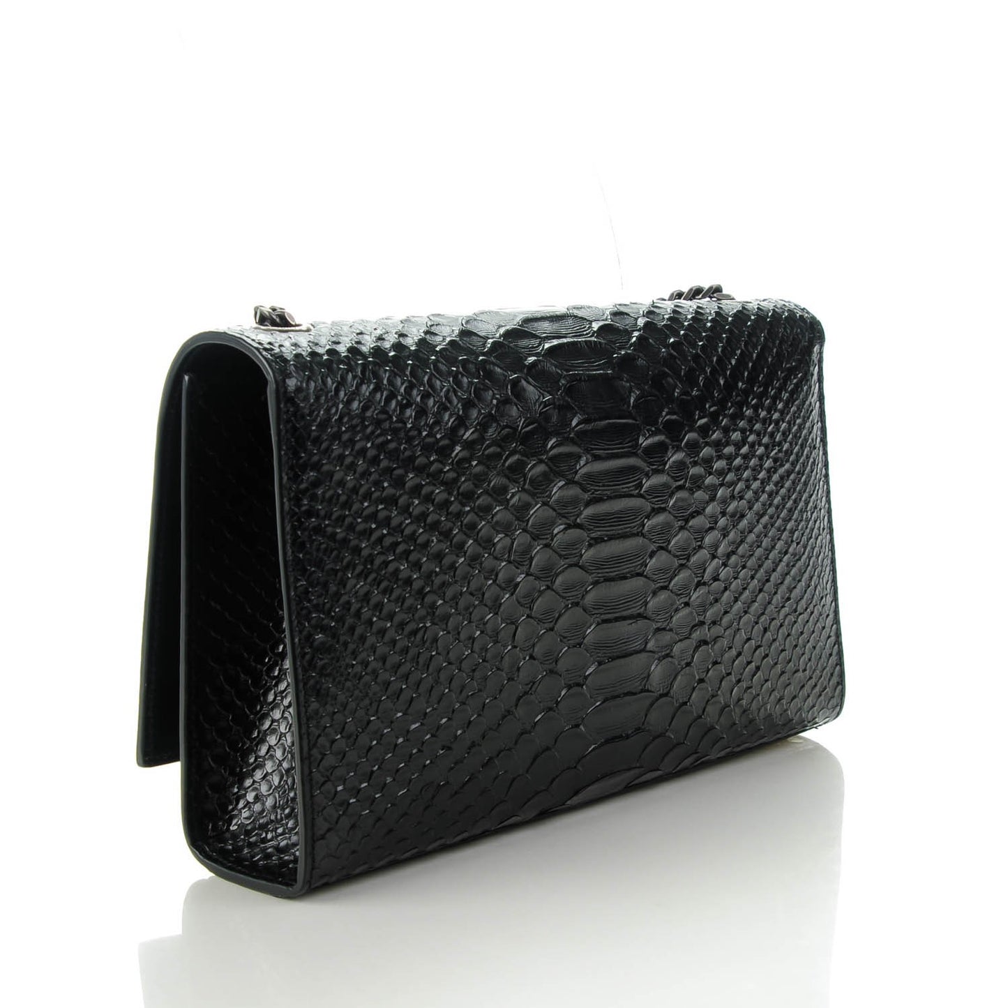 Python Embossed Medium Kate Monogram Chain Wallet Black