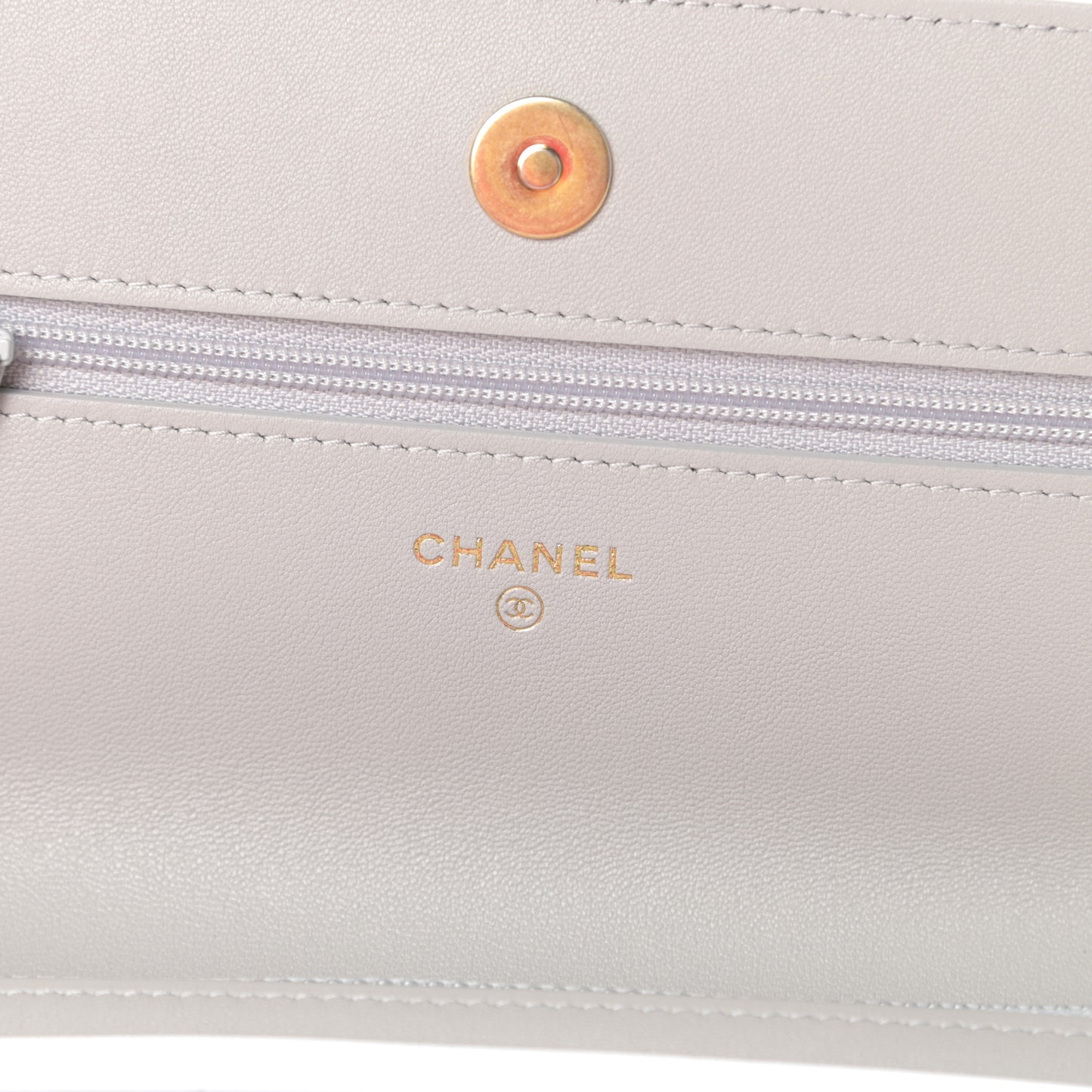 Lambskin Quilted Chanel 19 Wallet On Chain WOC Grey