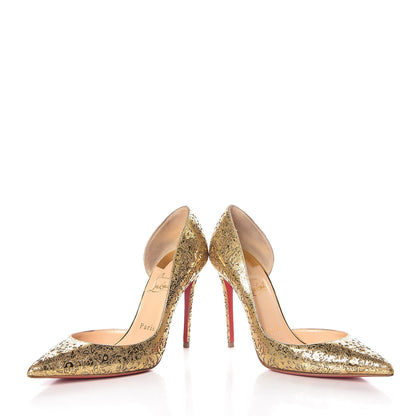 Christian Louboutin Patent Laser Cut Iriza 100 Pumps 36.5 Gold 6 of 10