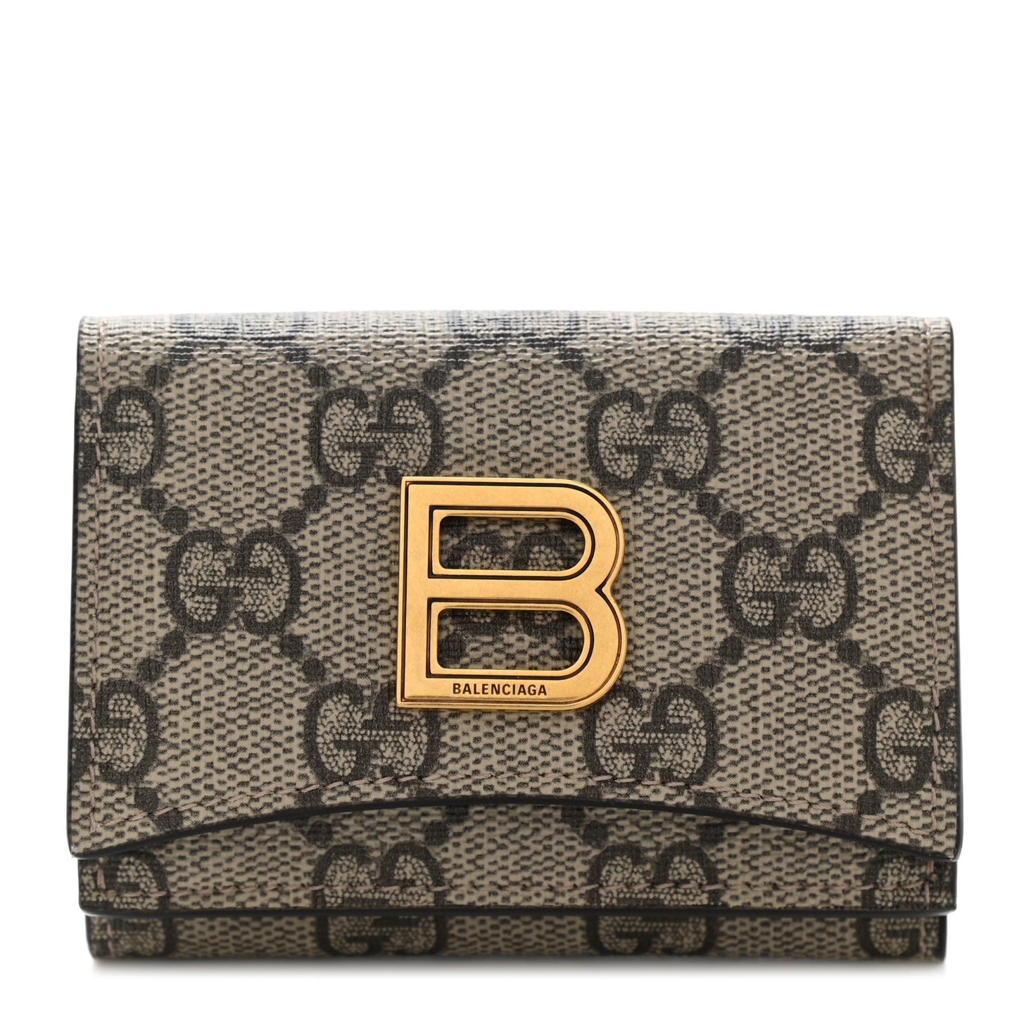 X BALENCIAGA GG Supreme Monogram Card Case Wallet Beige Ebony