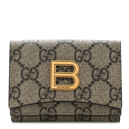 Gucci X BALENCIAGA GG Supreme Monogram Card Case Wallet Beige Ebony 1 of 8