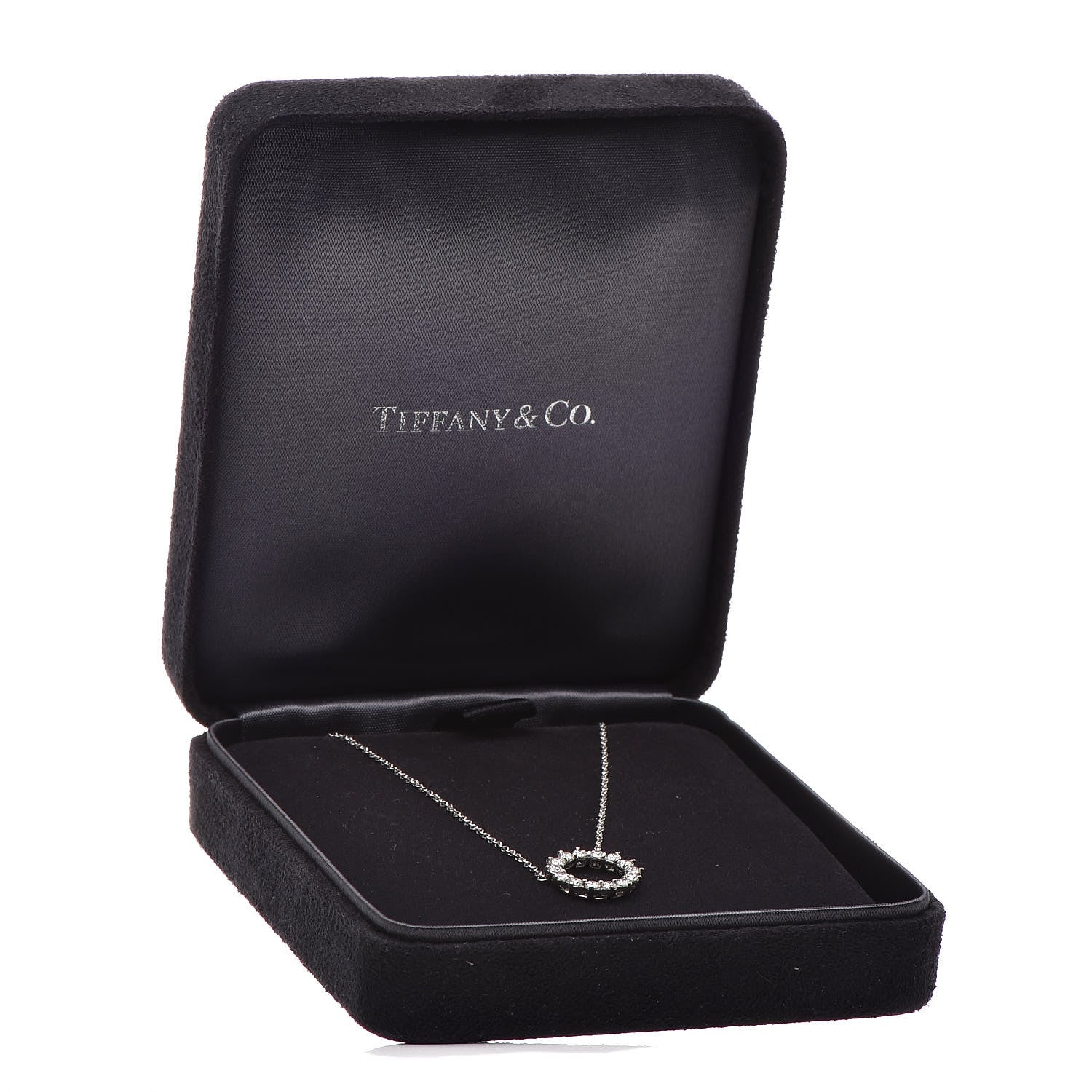 Tiffany Platinum Diamond Small Open Circle Pendant Necklace 6 of 6