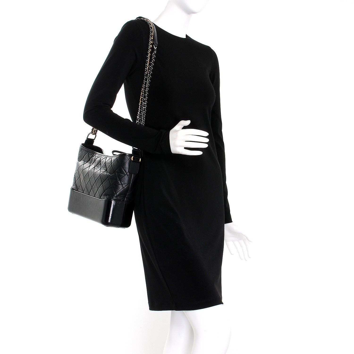 Chanel Aged Calfskin Quilted Medium Gabrielle Hobo Black 2 of 8