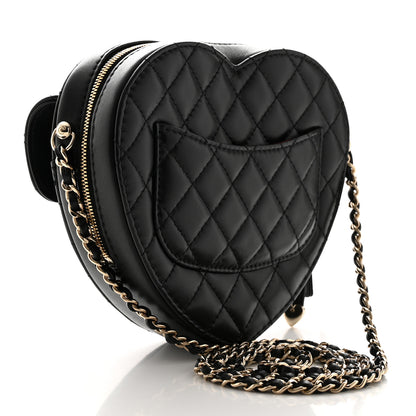 Chanel Lambskin Quilted CC In Love Heart Bag Black 3 of 11