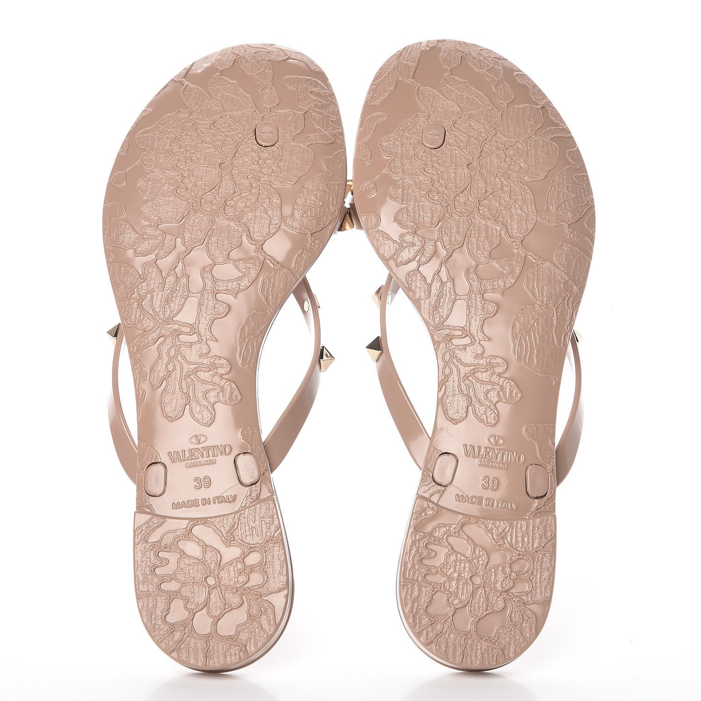 PVC Jelly Rockstud Bow Thong Sandals 39 Poudre