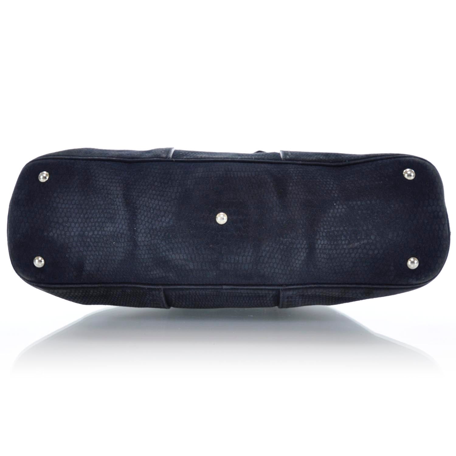 Saint Laurent Lizard Embossed Nubuck Large Muse Navy 7 of 10