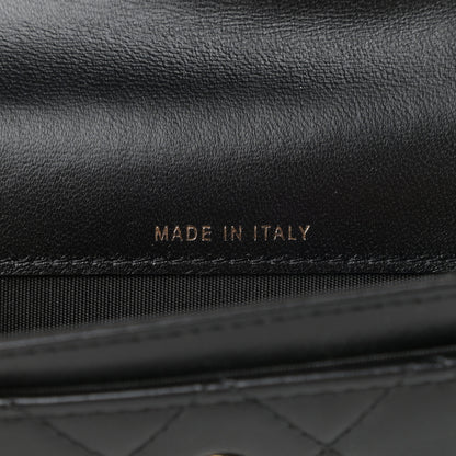 Chanel Lambskin Quilted CC Button Flap Card Holder Black 7 of 9