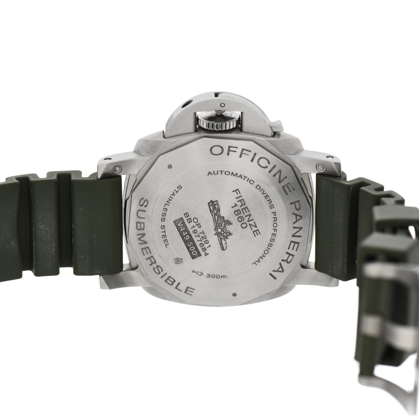 Stainless Steel Rubber 42mm Luminor Submersible Verde Militare Automatic Watch Green PAM01055