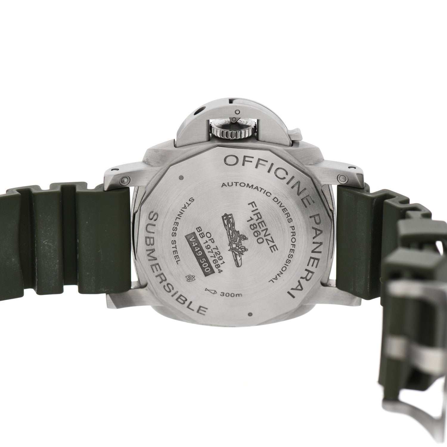 Panerai Stainless Steel Rubber 42mm Luminor Submersible Verde Militare Automatic Watch Green PAM01055 4 of 5
