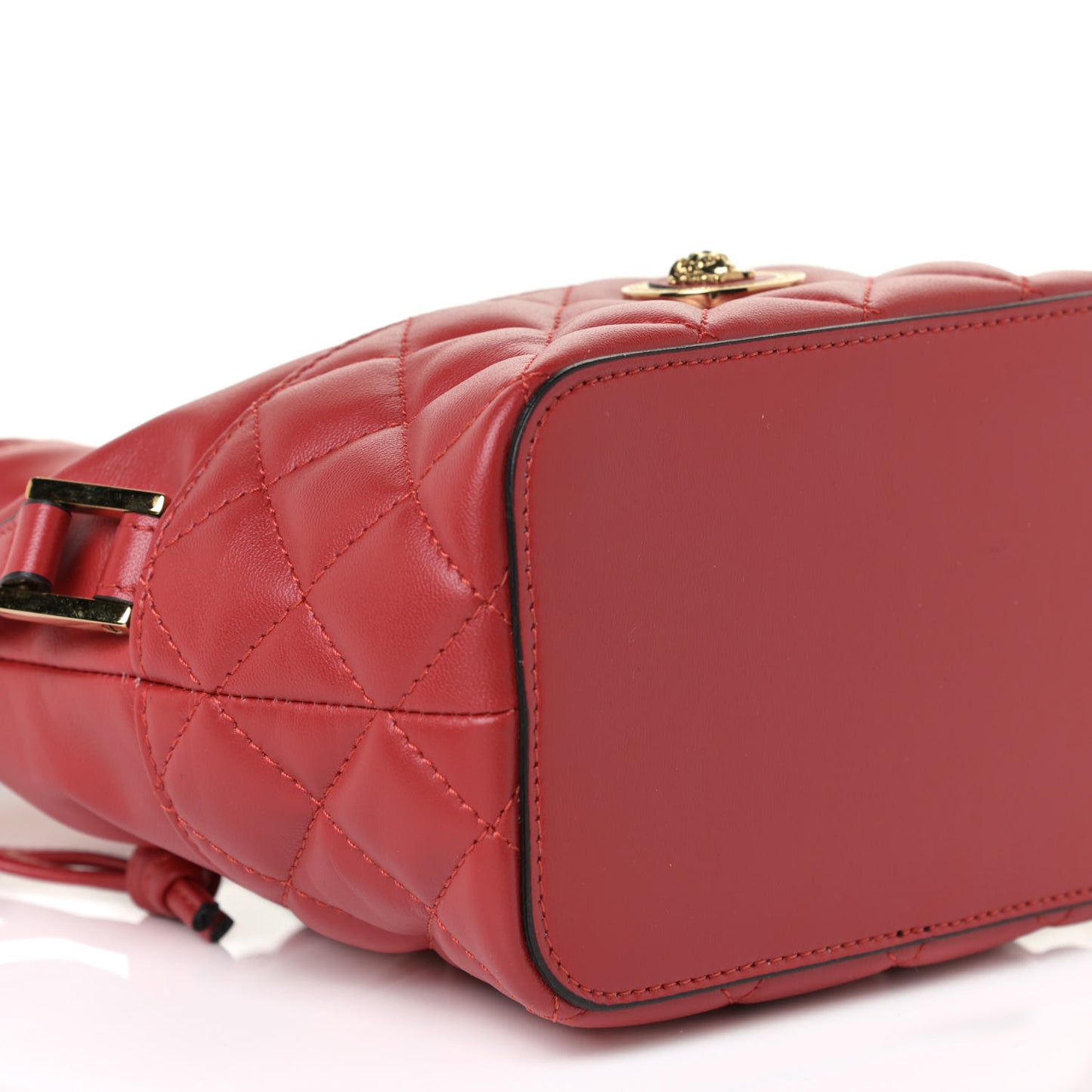 Nappa Quilted Medusa Bucket Bag Red