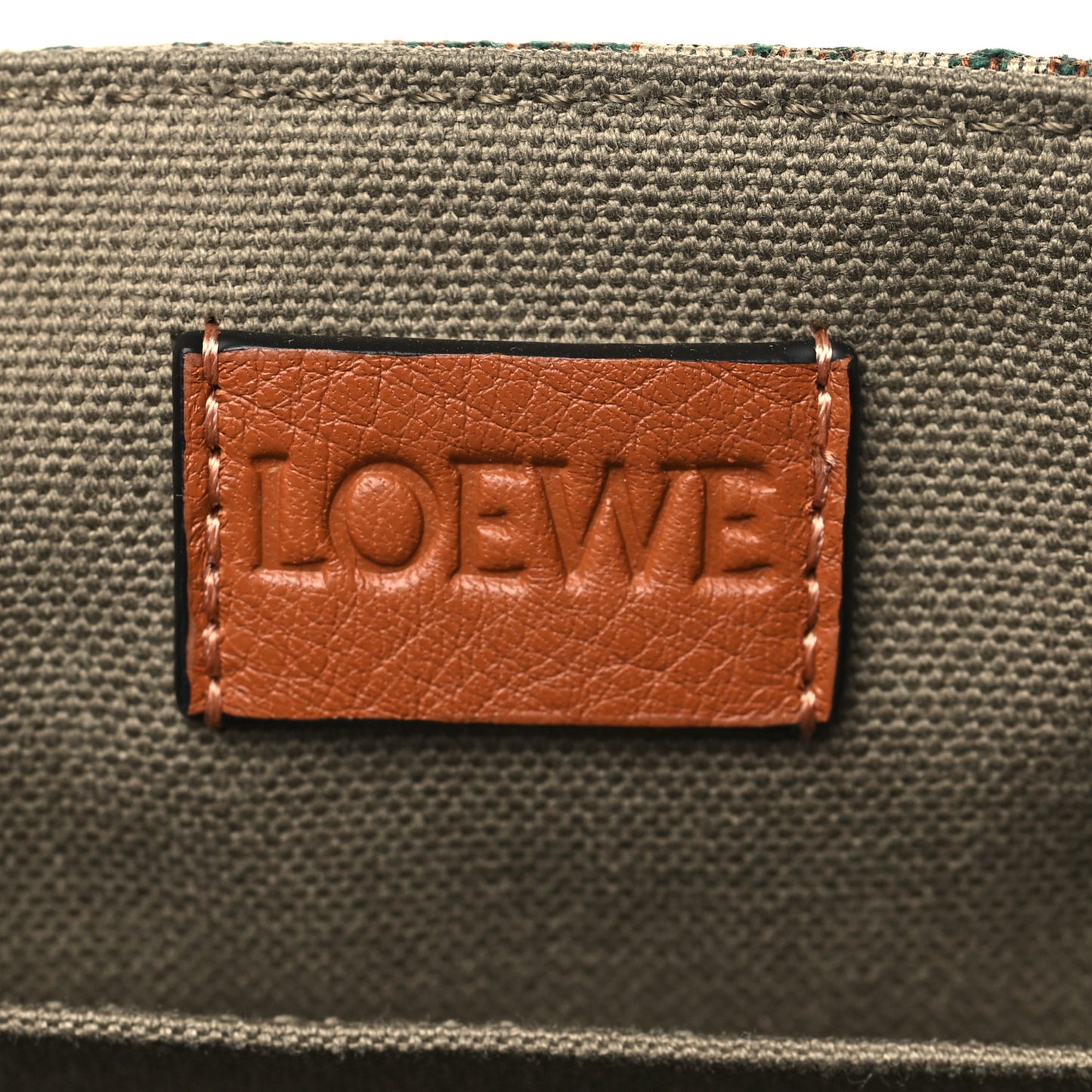 Jacquard Anagram Calfskin Military Satchel Khaki Green Tan