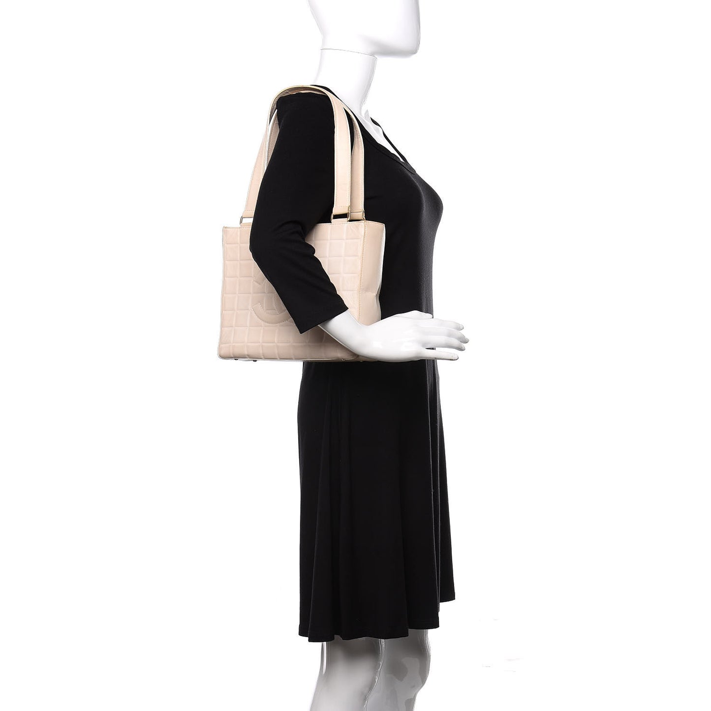 Lambskin Quilted Chocolate Bar Tote White