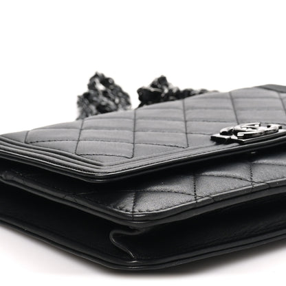 Chanel Lambskin Quilted Boy Wallet On Chain WOC So Black 9 of 10