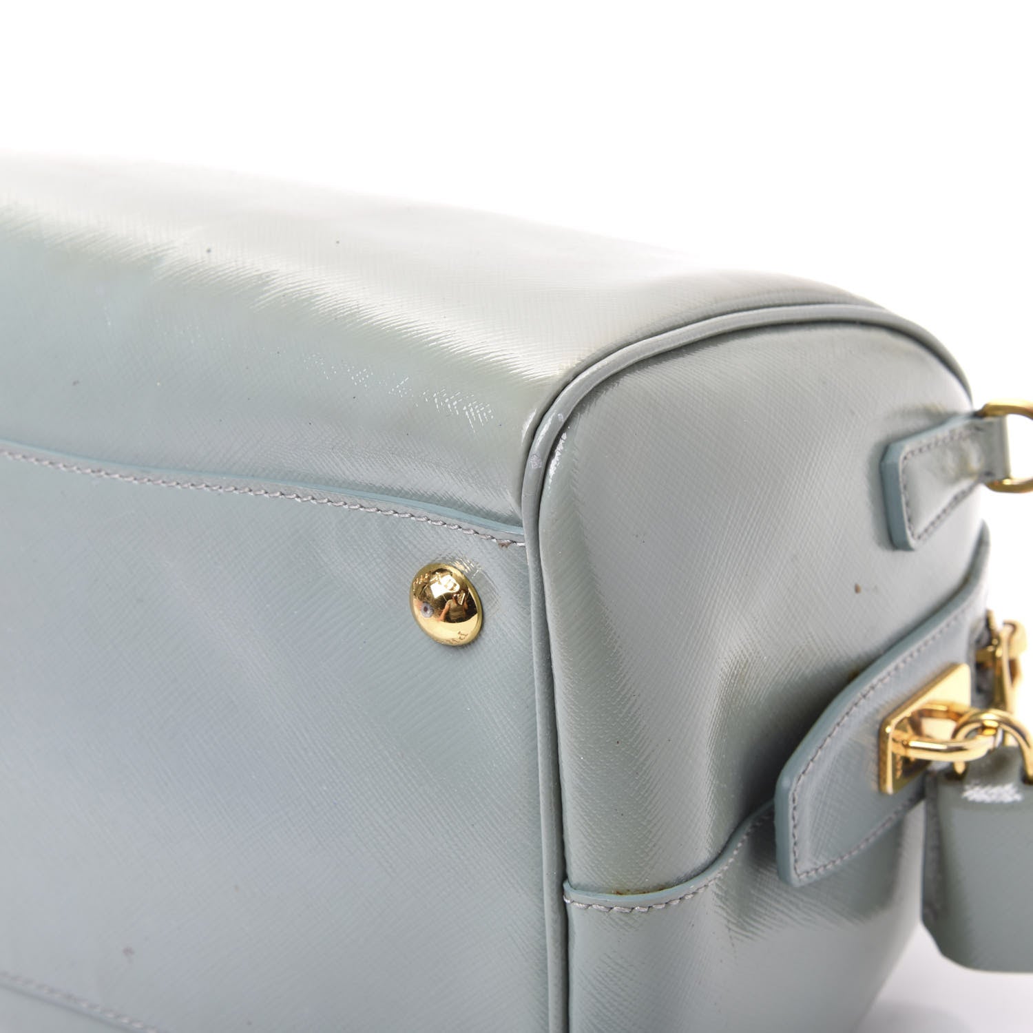 Prada Saffiano Vernice Bowler Acquamarina 8 of 13